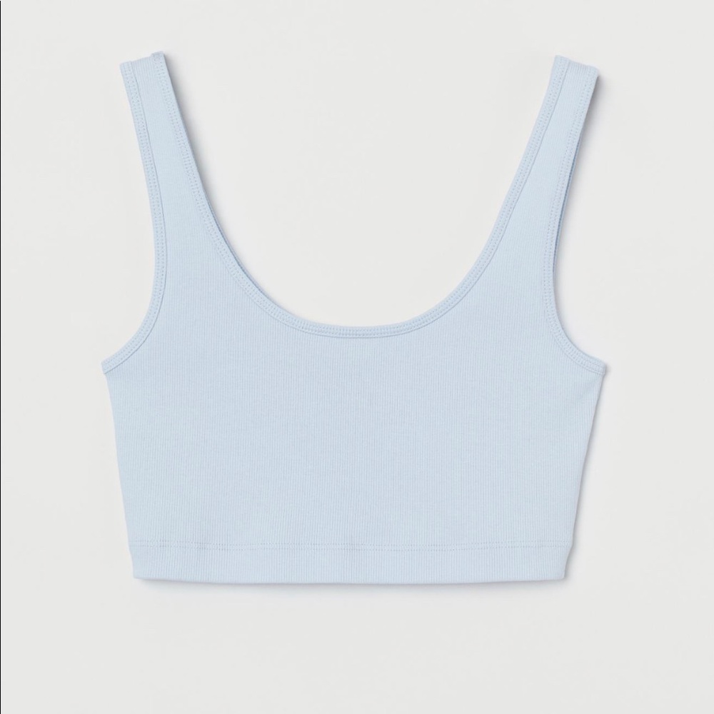 H&M - Cotton Crop Top in Light Blue